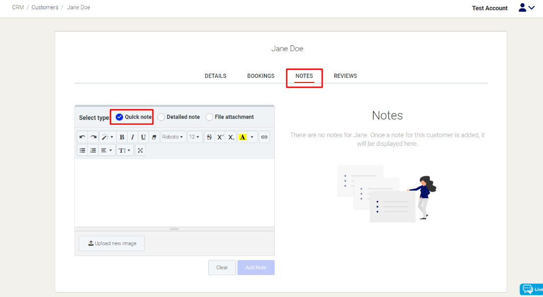How to add quick note or detailed note